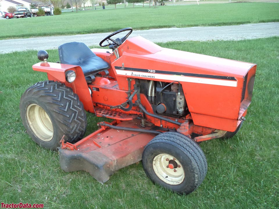 Allis-Chalmers 720 with mid-mount mower deck.
