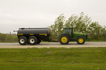 John Deere 8030 tractor on road