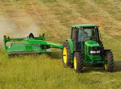 John Deere 6230 tractor with mower