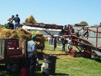 A threshing crew works in the August sun.