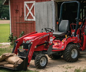 Massey Ferguson GC1710 tractor-backhoe.