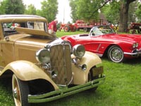 A 1932 Chrysler couple and a classic Corvette convertible.