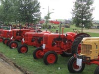 A row of classic J.I. Case tractors.