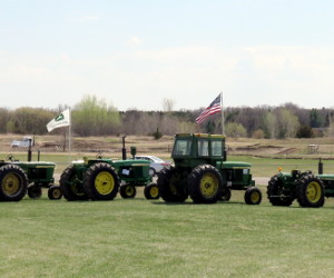 John Deere New Generation tractors on display.