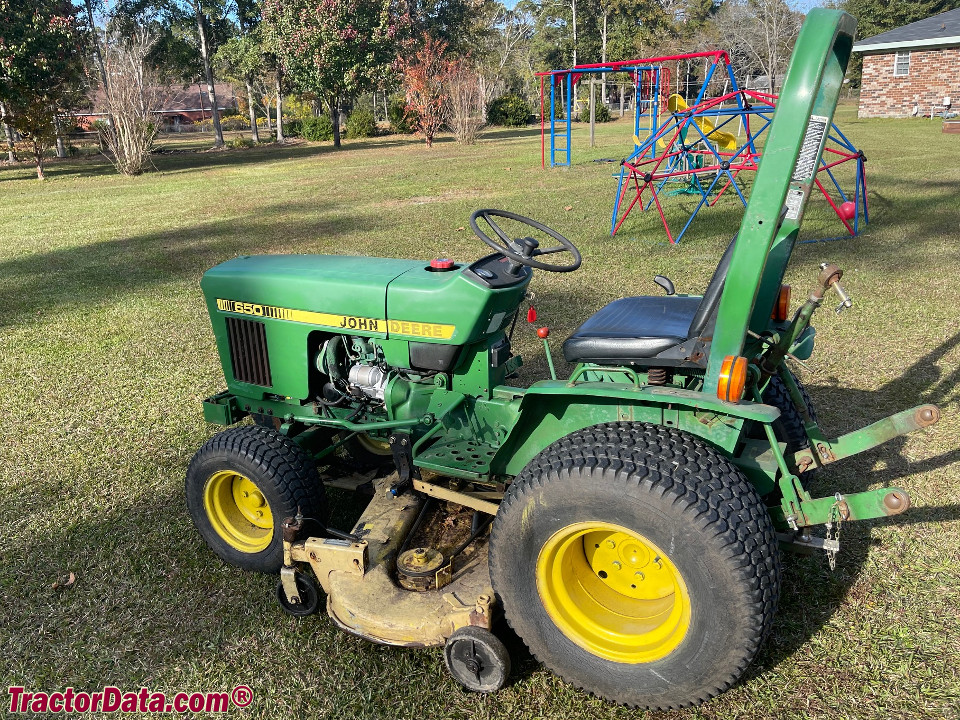 John Deere 650 with mid-mount mower deck.