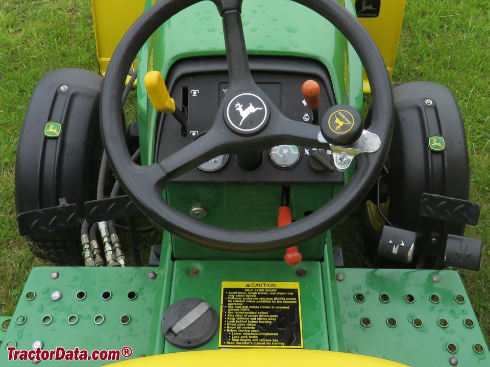 John Deere 755 operator station and controls.