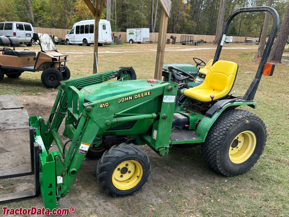 John Deere 4100 with 410 front-end loader.