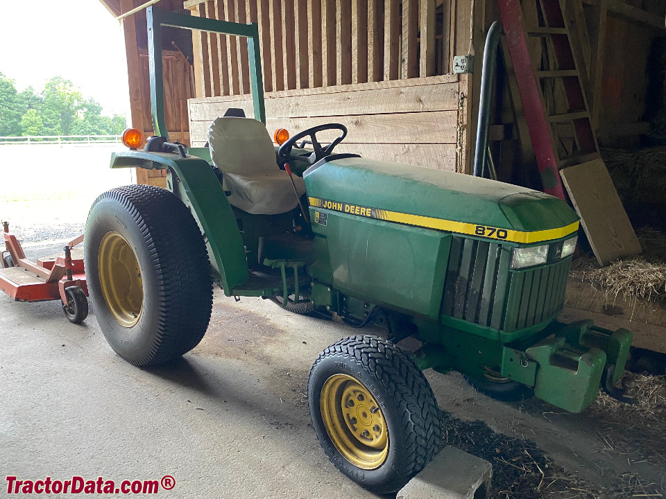 John Deere 870 with two-wheel drive.