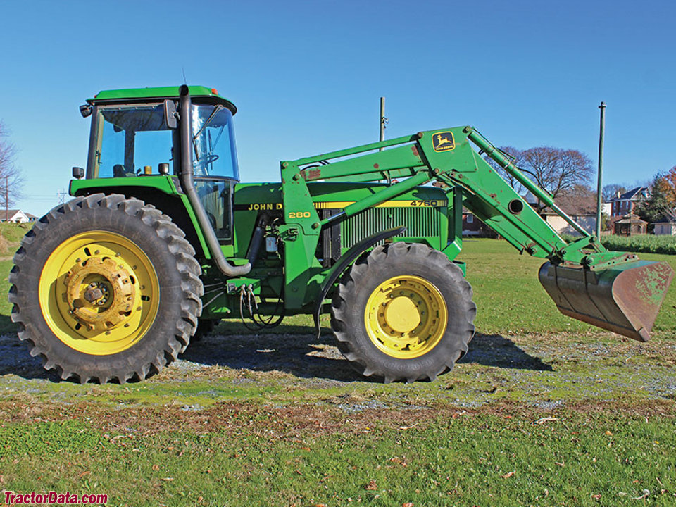 John Deere 4760 with model 280 front-end loader.