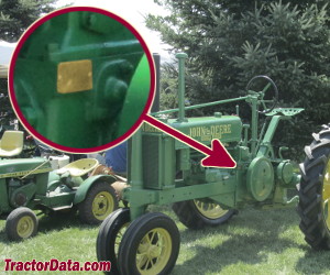 John Deere B serial number location