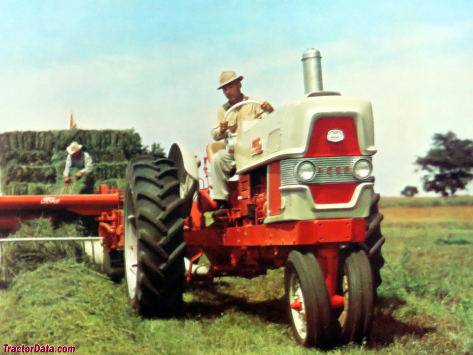 Advertising image of a red Ford 6000 tractor.