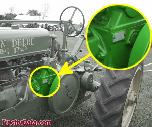 John Deere G serial number location