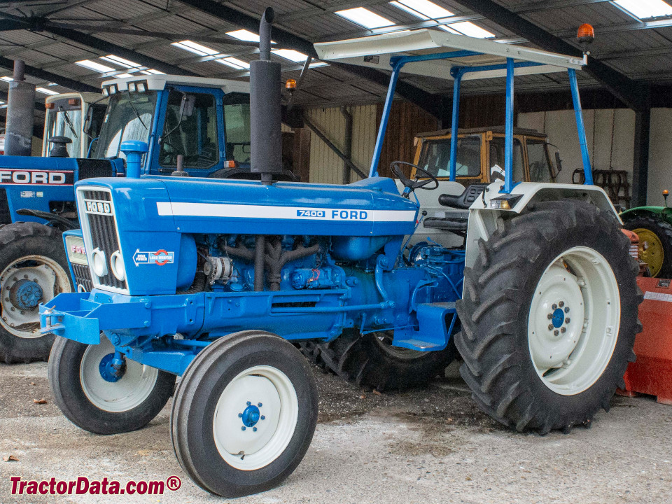 Two-wheel drive Ford 7400, left side.