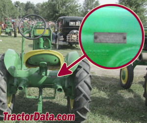 John Deere L serial number location