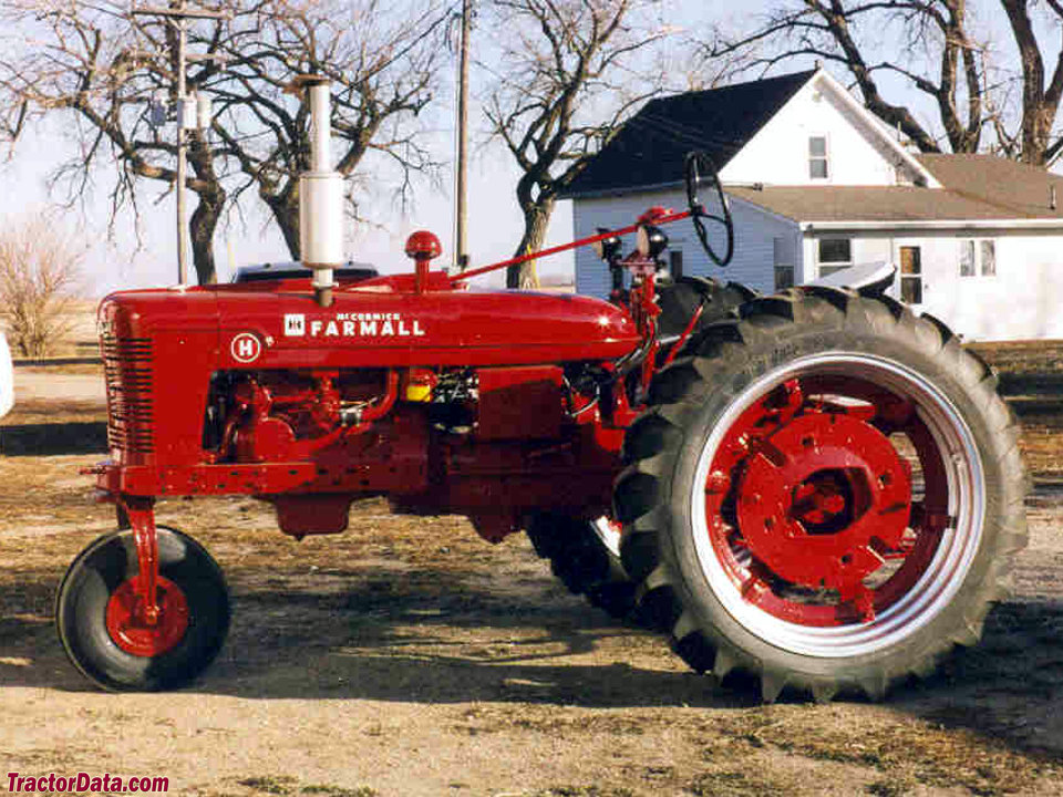 Farmall H with single front wheel.