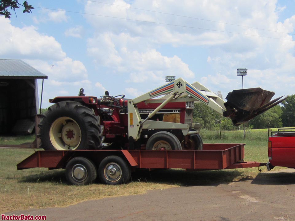 International 784 with front-end loader, right side.