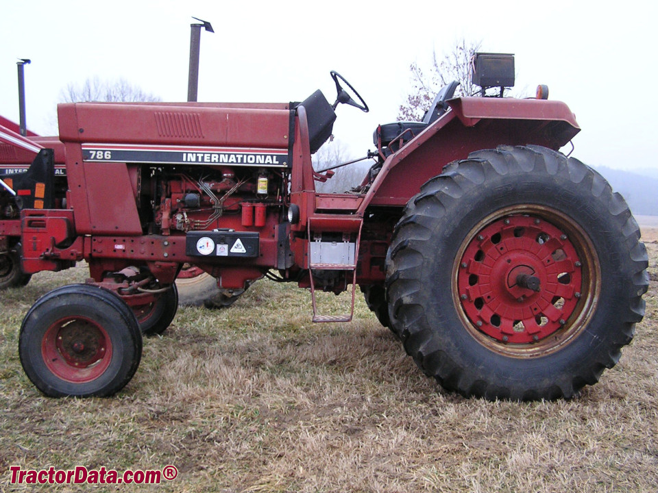 International Harvester 786 row-crop tractor, left side.