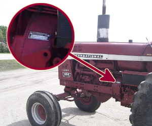 International Harvester 856 serial number location