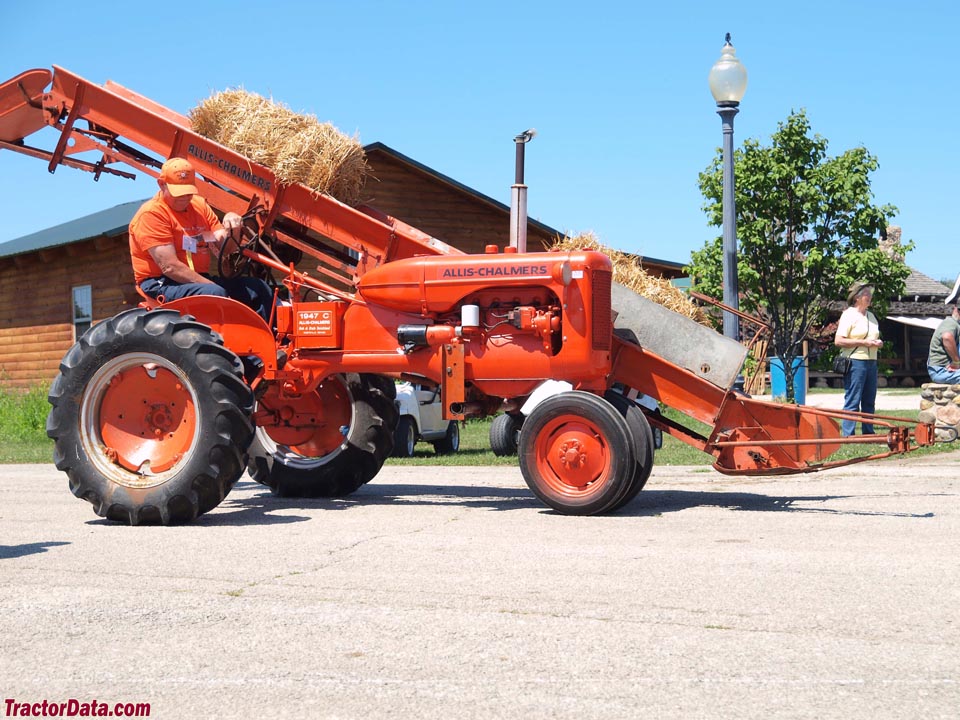 Allis-Chalmers C with mounted bale loader.