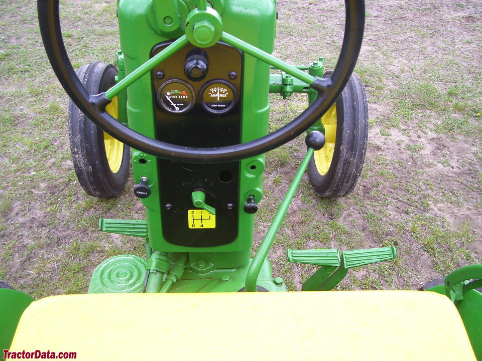 John Deere 320 operator station and controls.