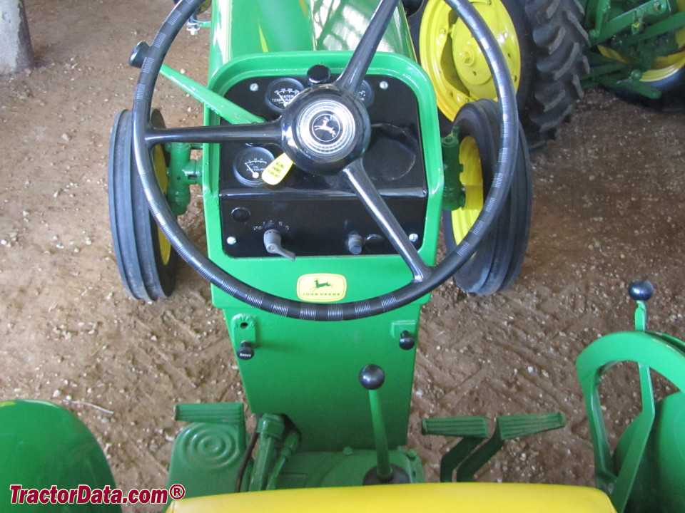 John Deere 330 operator station and controls.