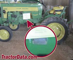 John Deere 330 serial number location