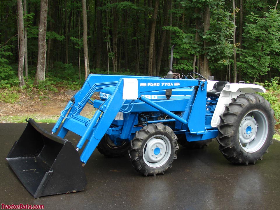 Ford 2110 with 770A front-end loader, left side.