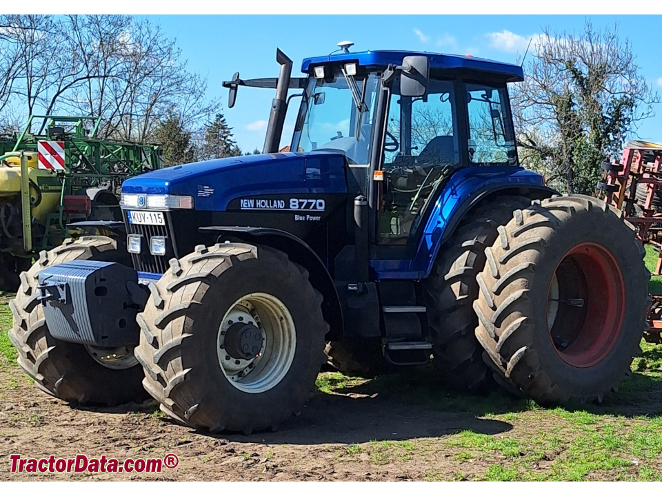 New Holland 8770 row-crop tractor.