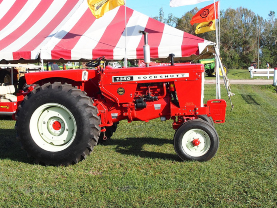 Cockshutt 1350 row-crop tractor with adjustable front end.