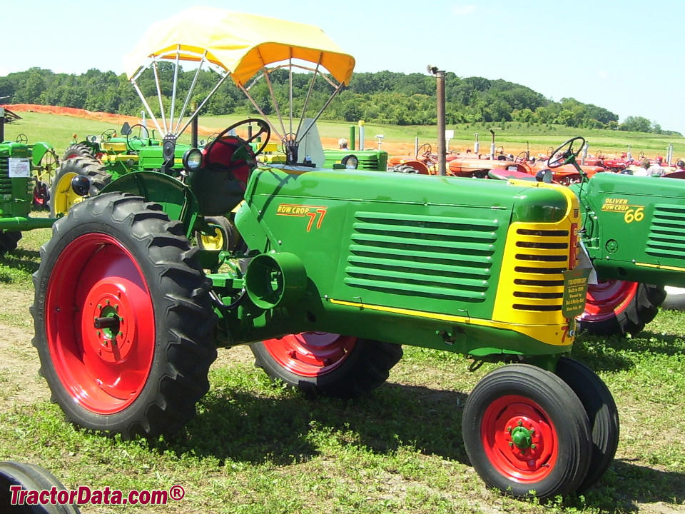 Oliver 77 Row-Crop tractor with gasoline engine, left side.