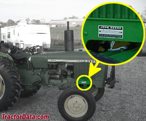 John Deere 820 serial number location