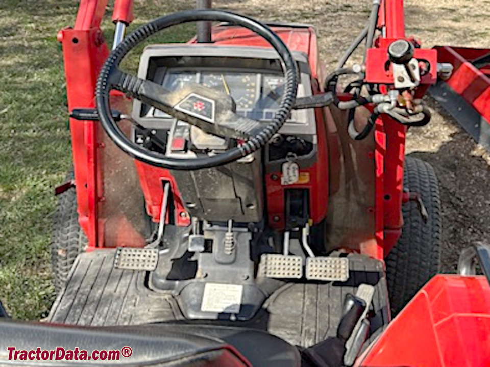 Massey Ferguson 1140 operator station and controls.
