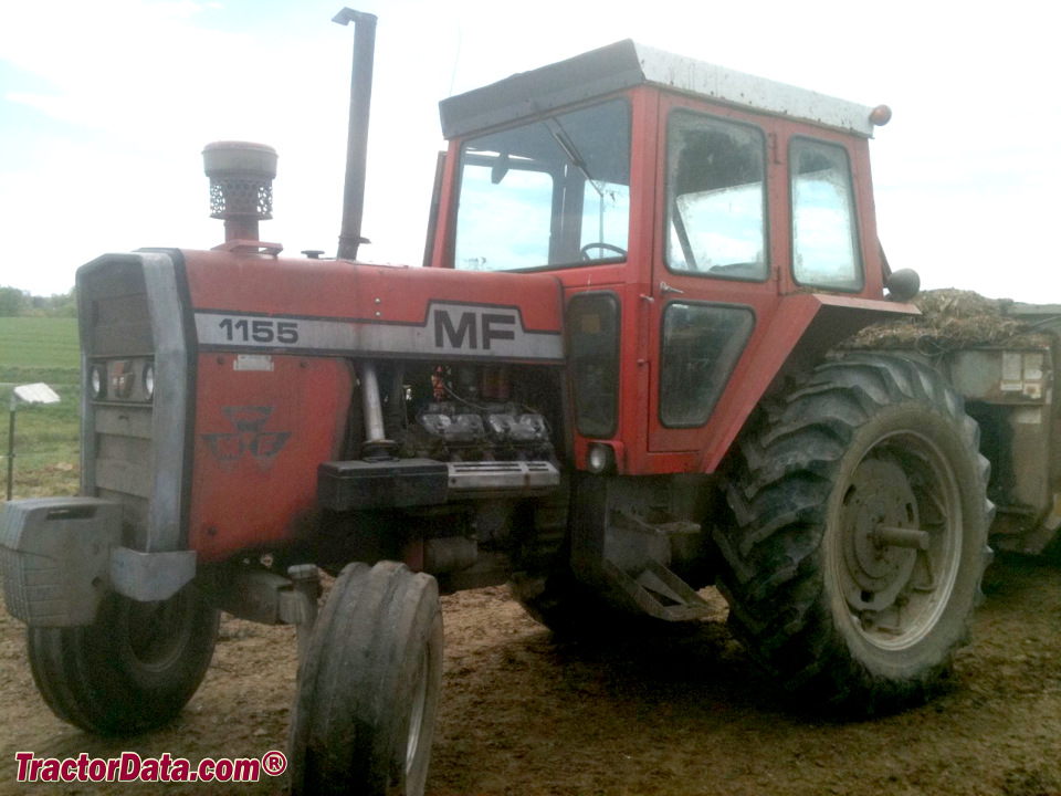Massey Ferguson 1155 with cab, left side.