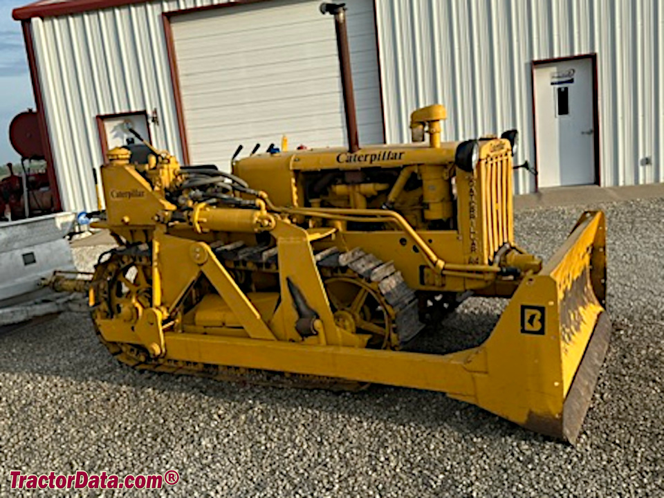 1942 Caterpillar R4 crawler tractor with front dozer blade.