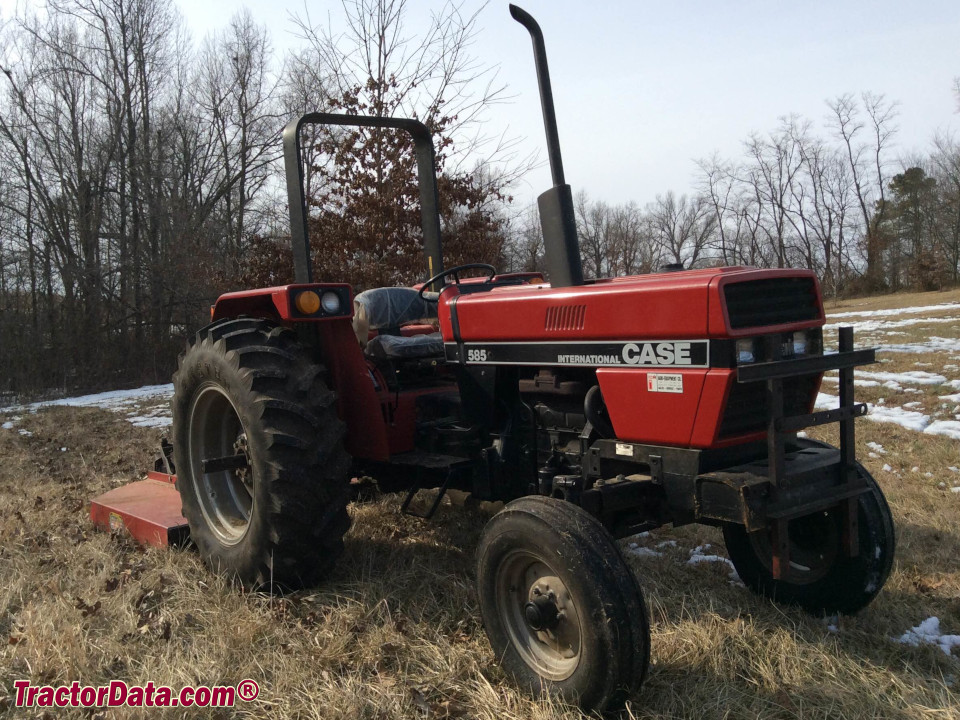 Two-wheel drive Case International 585 utility tractor with ROPS.
