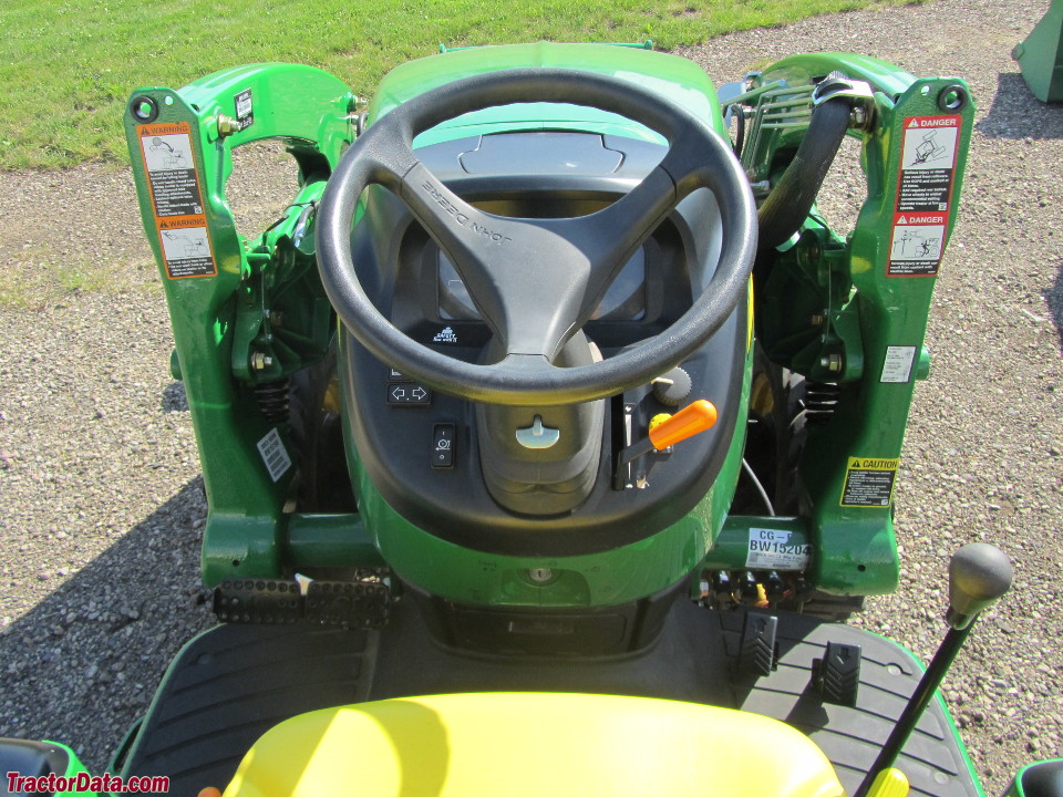 John Deere 3720 operator station and controls.