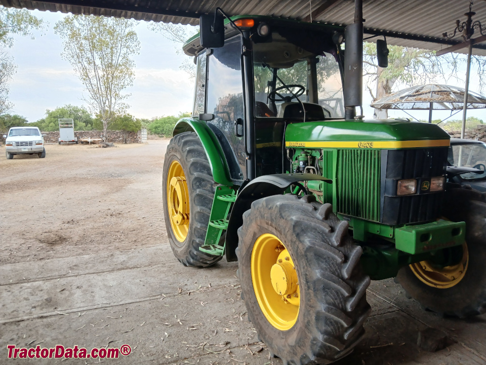 John Deere 6403 utility tractor, front-right view.