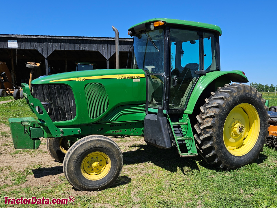 Two-wheel drive John Deere 6615 utility tractor.