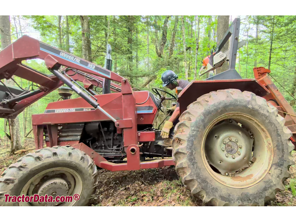 Universal 353 utility tractor with loader, left side.