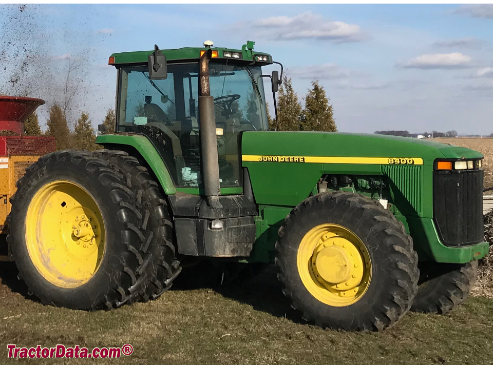 John Deere 8400 row-crop tractor, right side.