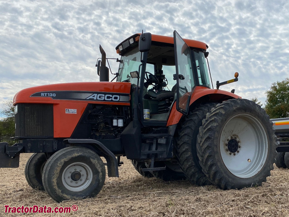 AGCO RT130 row-crop tractor.