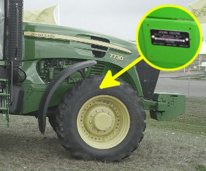 John Deere 7730 serial number location