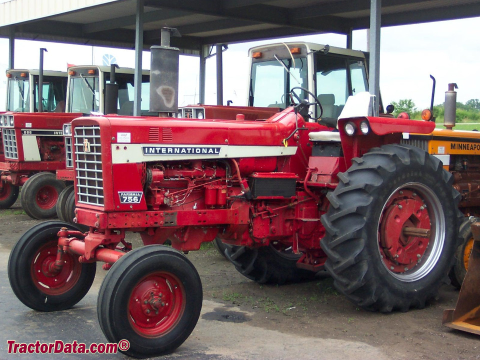 Farmall 756 row-crop tractor, left side.