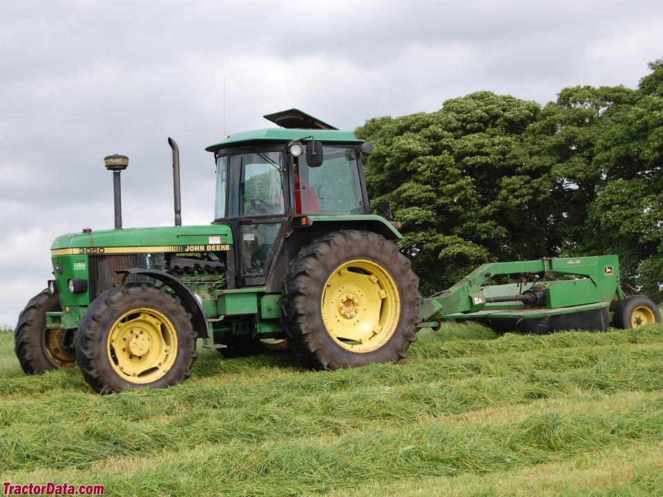 John Deere 3050 with mower, left side.