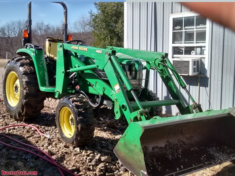 John Deere 4510 with 460 front-end loader, right side.