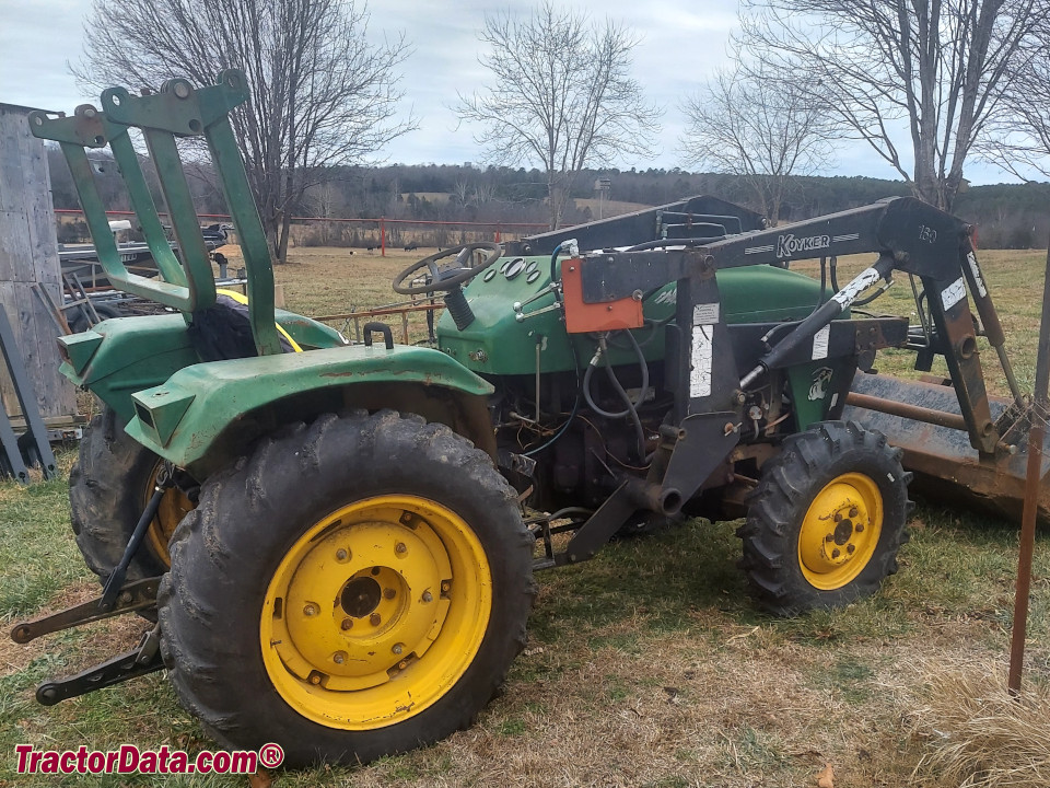 AgraCat 3720 compact utility tractor with Koyker front-end loader, right side.