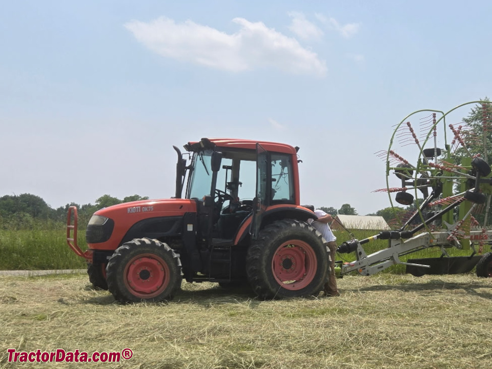 Kioti DK75 utility tractor, left side.