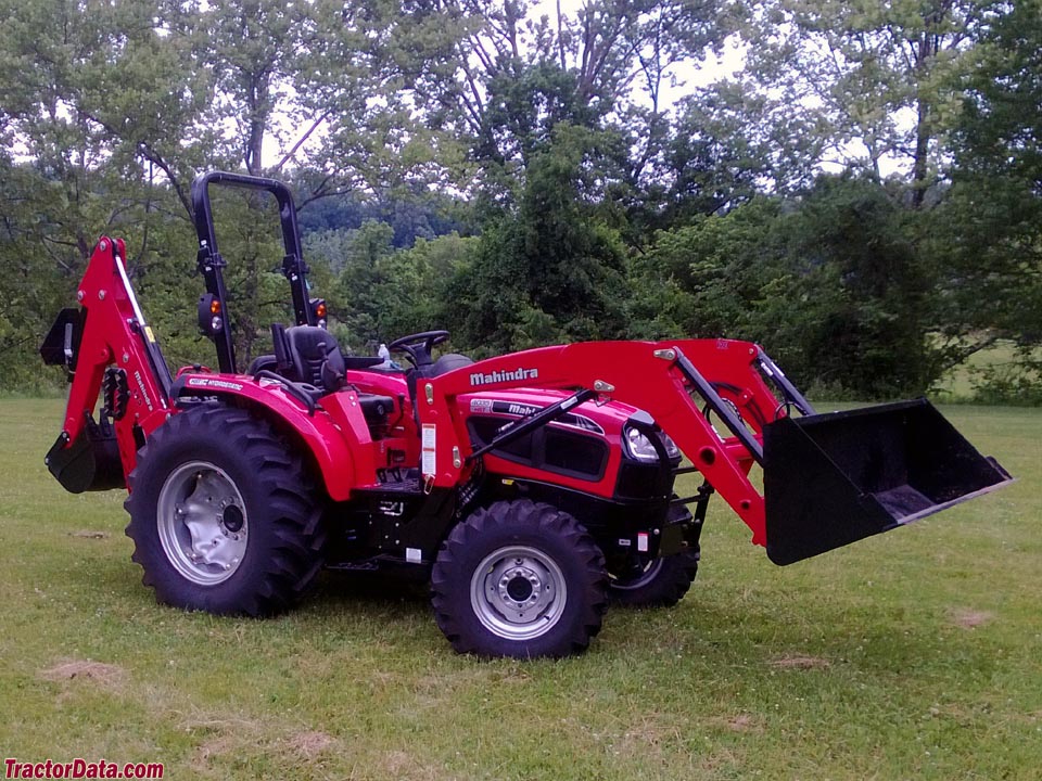 Mahindra 4035HST with KWM ML120 front-end loader and Bradco 485 backhoe.