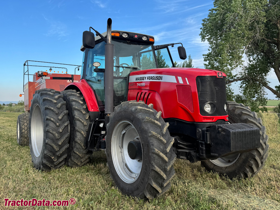 Massey Ferguson 7495 row-crop tractor, right side.