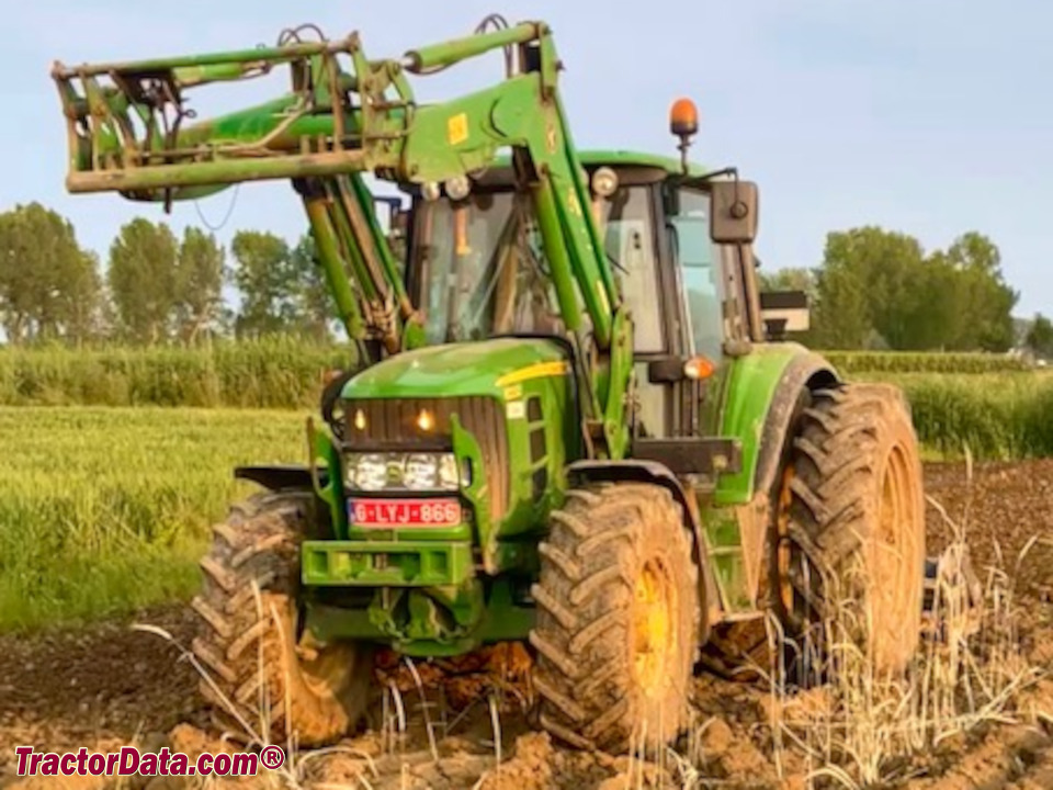 John Deere 6230 Premium row-crop tractor with loader.